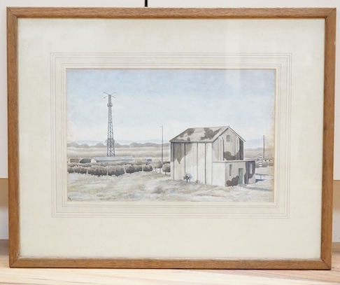 F.B., military interest watercolour, ‘West Malling, Officer’s Mess’, monogrammed and inscribed verso, 22 x 35cm. Condition - fair